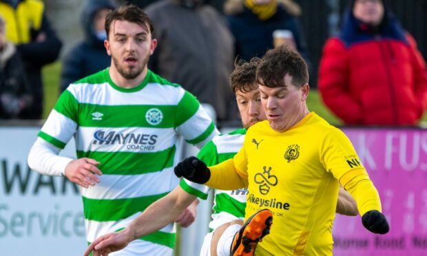 Conor Gethins, right, in action for Nairn County against Buckie Thistle.