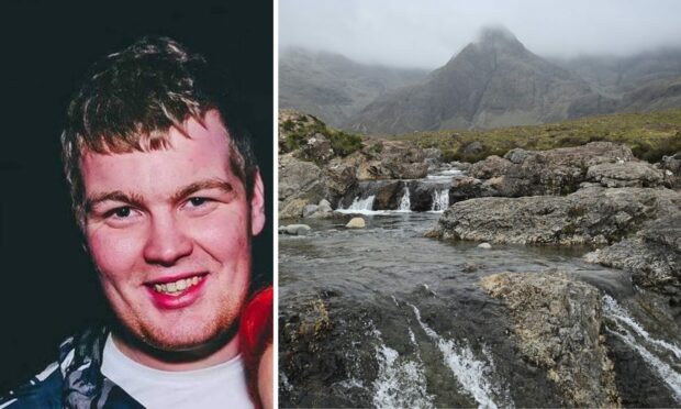 A picture of 25-year-old Nathan Skinner who died att he Fairy Pools on Skye. This is teo pictures together.