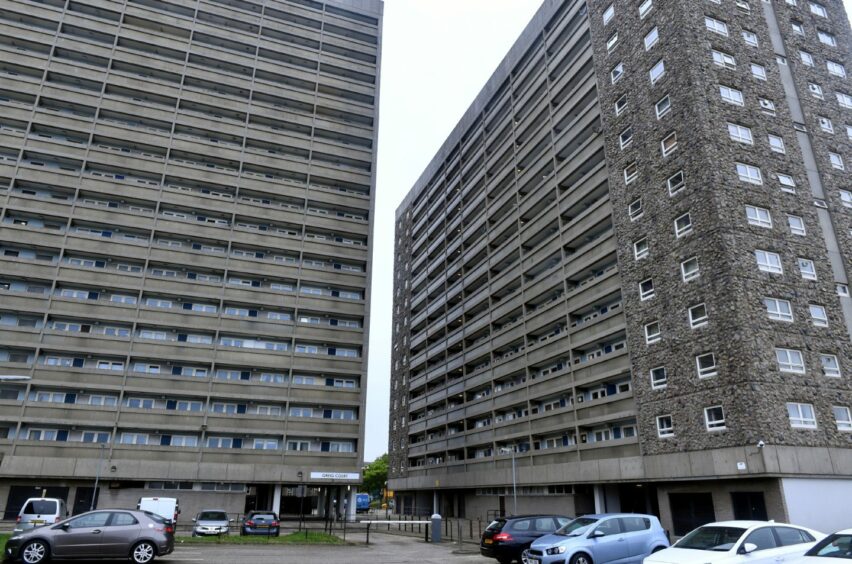 Greig and Hutcheon Courts are no longer listed by Historic Environment Scotland. And now they could be demolished and replaced to save the council tens of millions on doing them up. Image: Chris Sumner/DC Thomson.
