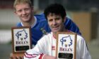 Barry Robson (left) and Steve Paterson celebrate a First Division player and manager of the month double for Caley Thistle in November 2002. Image: DC Thomson.