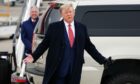 Donald Trump on the ground at Aberdeen Airport. Image: PA