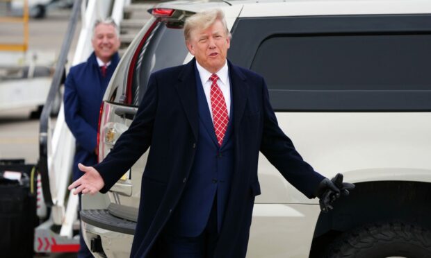 Donald Trump on the ground at Aberdeen Airport. Image: PA