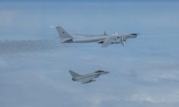 Typhoon jets monitored the Russian aircraft as it flew near the UK. Image: RAF