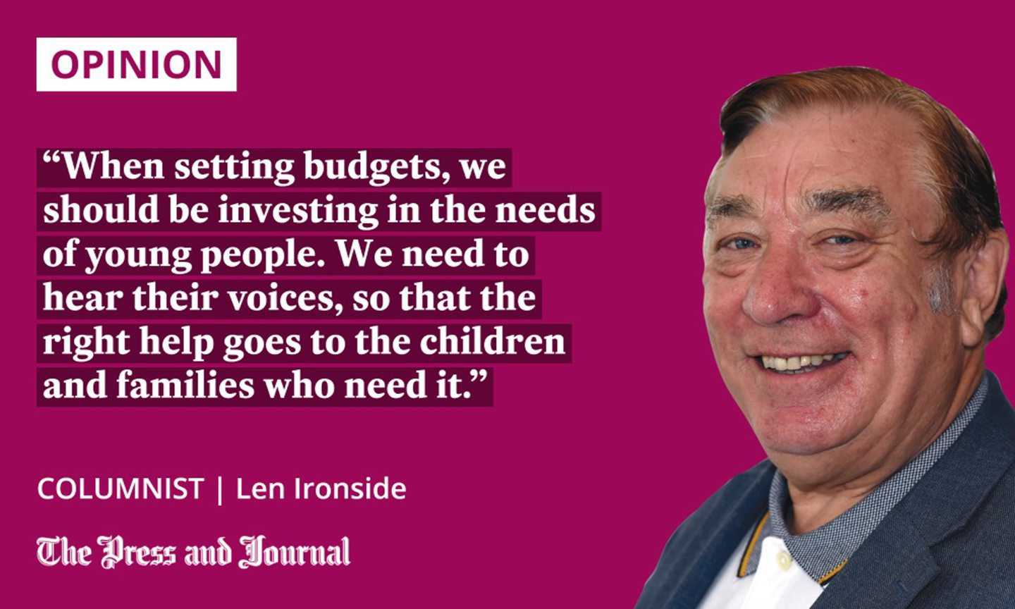 Quotation from columnist Len Ironside regarding antisocial behaviour in Scotland: "When setting budgets, we should be investing in the needs of young people. We need to hear their voices, so that the right help goes to the children and families who need it."