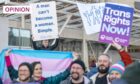 Protestors on opposing sides of the gender reform debate demonstrate outside Holyrood in December 2022 (Image: Jane Barlow/PA)