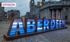 Aberdeen's recently installed giant letters sit in the city's Castlegate area (Image: Kami Thomson/DC Thomson)