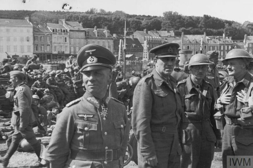 Erwin Rommel at the capture of Gordon Highlanders at St Valery in 1940. 