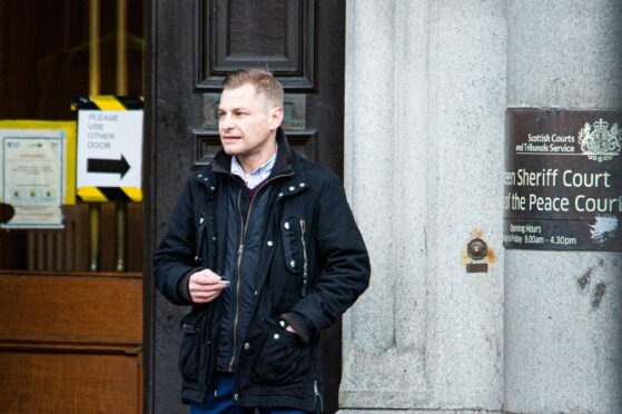 Damian Kukulski leaving Aberdeen Sheriff Court after he was found to have a cannabis farm in his home.
