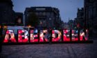 Giant Aberdeen letters celebrating the Gothenburg Greats.