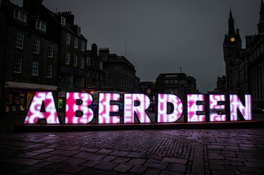 The Aberdeen letters lit up for Gothenburg anniversary