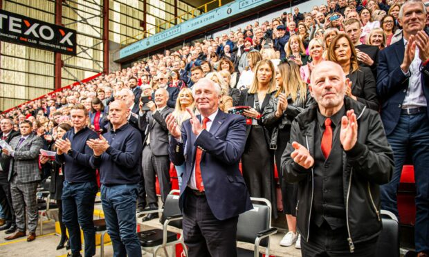 Thousands turned out to Pittodrie for Aberdeen's Gothenburg Greats as they received the Freedom of the City. Image: Wullie Marr/ DC Thomson.