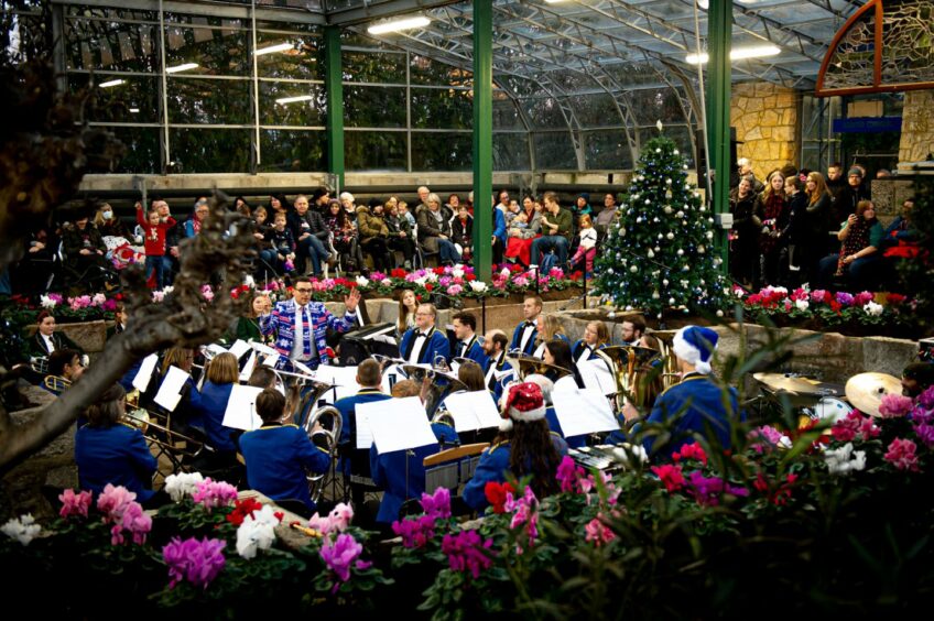 The Bon Accord Silver Band's Christmas concert in the Winter Gardens at Duthie Park, Aberdeen.