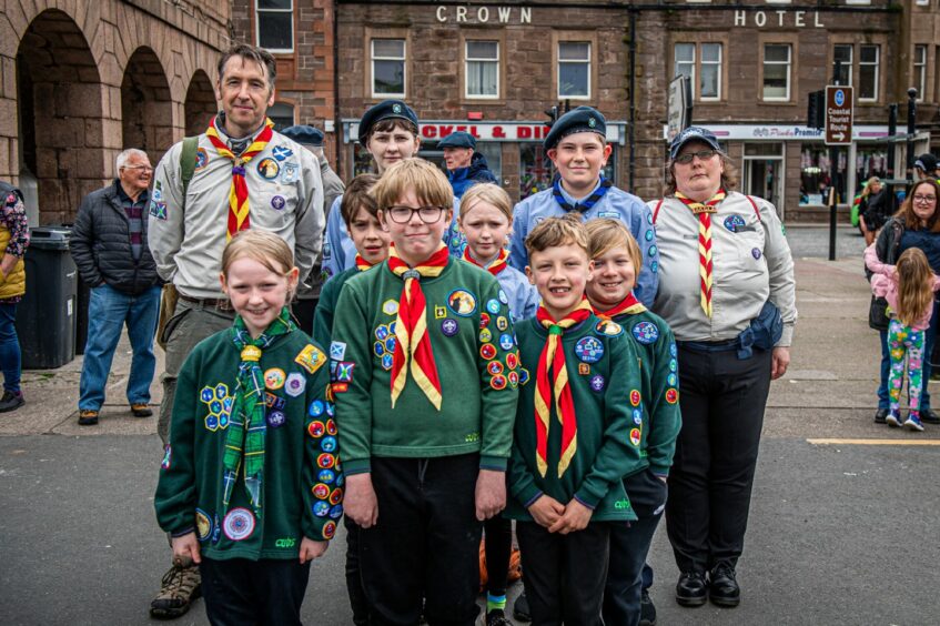 Members of the Stonehaven Cubs and Scours pose in their unforms 