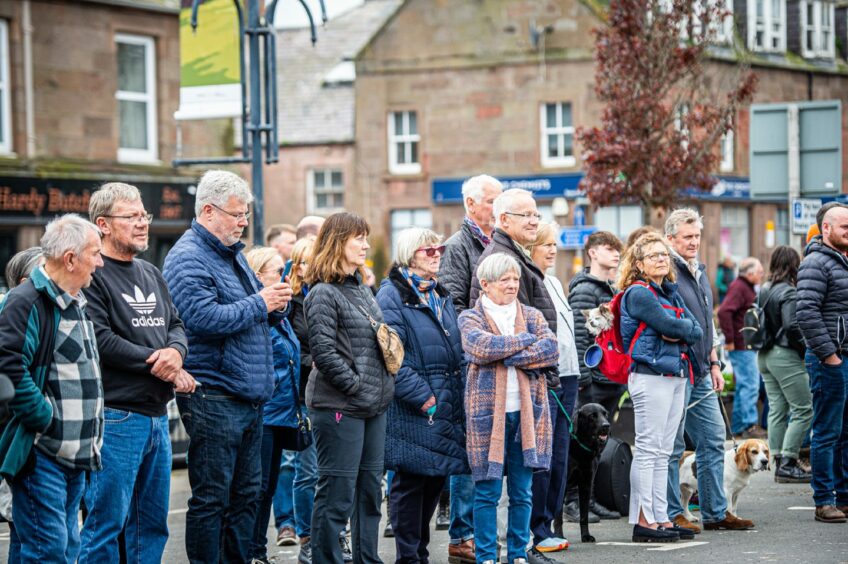 People line up in Market Square Stonehaven