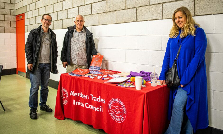 Aberdeen Trades Union Council stall at the Tillydrone cost of living meeting.