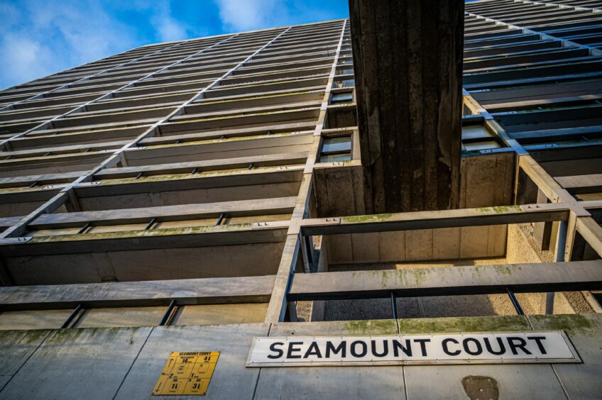 Seamount Court in Aberdeen could face demolition - or have millions invested in it to make homes meet new eco-standards. Image: Wullie Marr/DC Thomson.