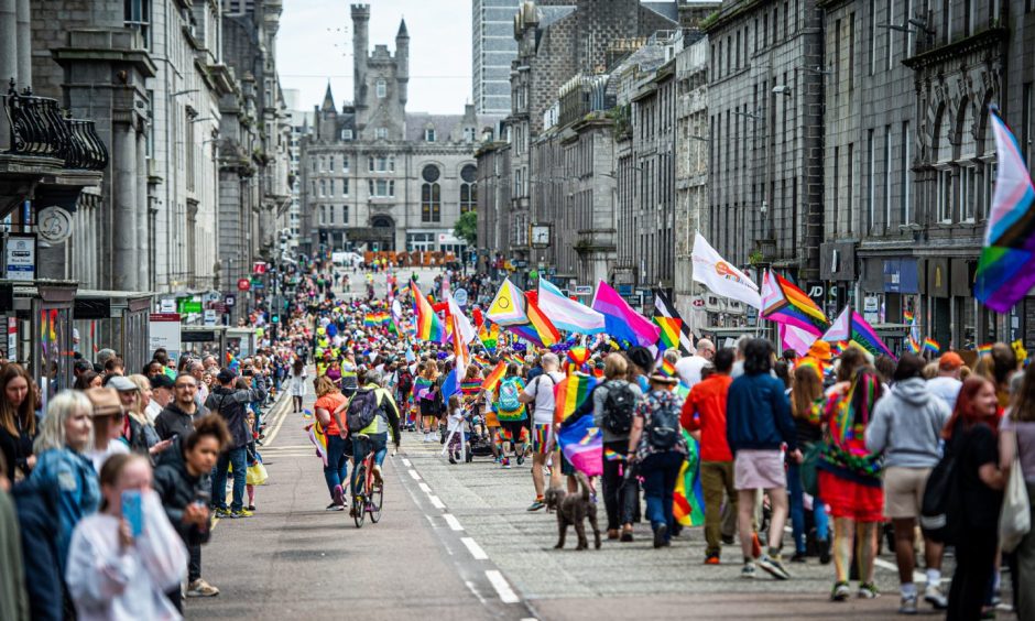 Grampian Pride parade on Union Street.