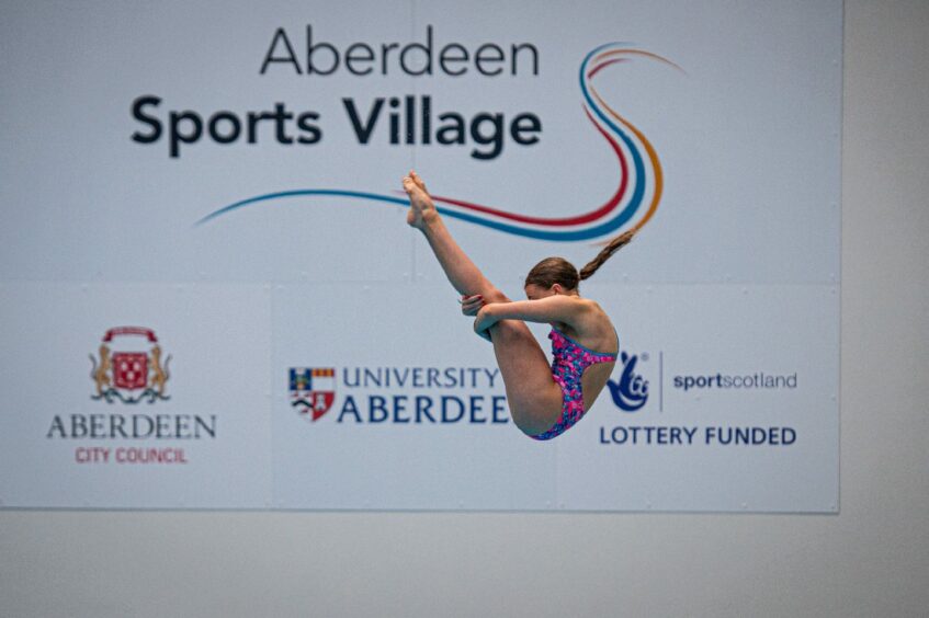 Swimmer at the Scottish Diving Championships at Aberdeen Sports Village.