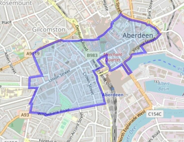An official map of the Aberdeen LEZ.