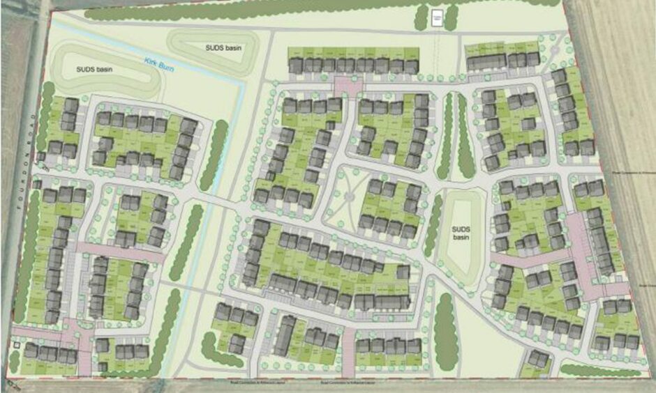 Final layout design for the residential development, planned to be built near the Laurencekirk flyover.