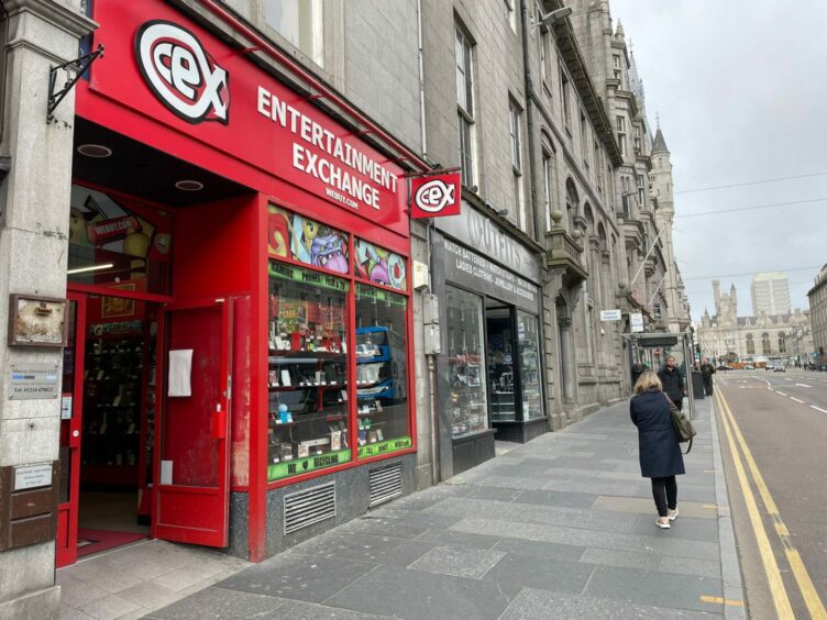 Secondhand dealers, like Cex in Aberdeen, sometimes must hold on to stock for even longer than 48 hours - as Saturday and Sunday are not counted within the law. Image: Ben Hendry/DC Thomson.