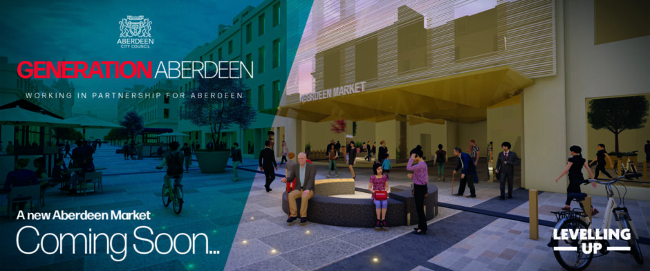 A proposed banner showcasing the planned new market development, as part of the Aberdeen masterplan. Image: Aberdeen City Council/Morrison Media.