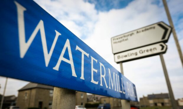 Sign for Watermill Road, Fraserburgh.