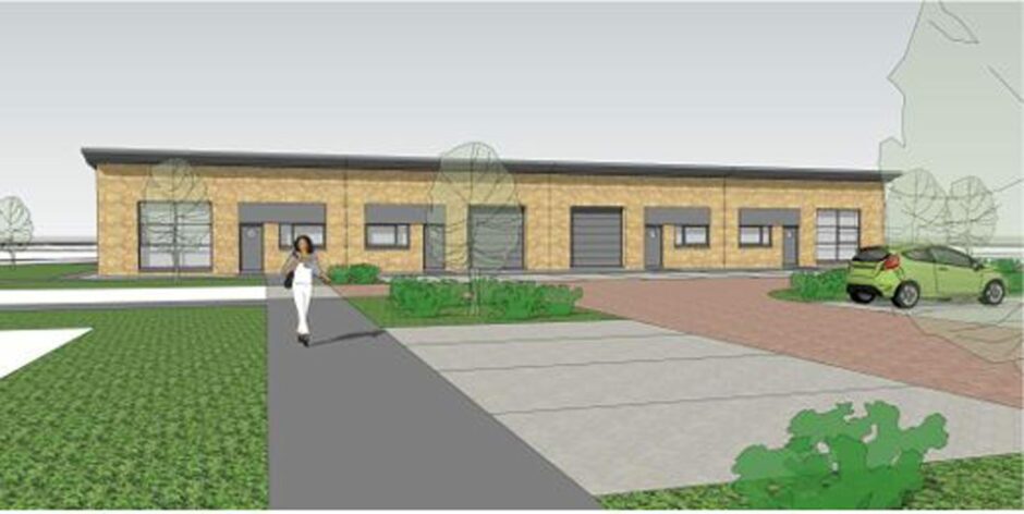A digital rendering of the new shops and offices in Muir of Ord.