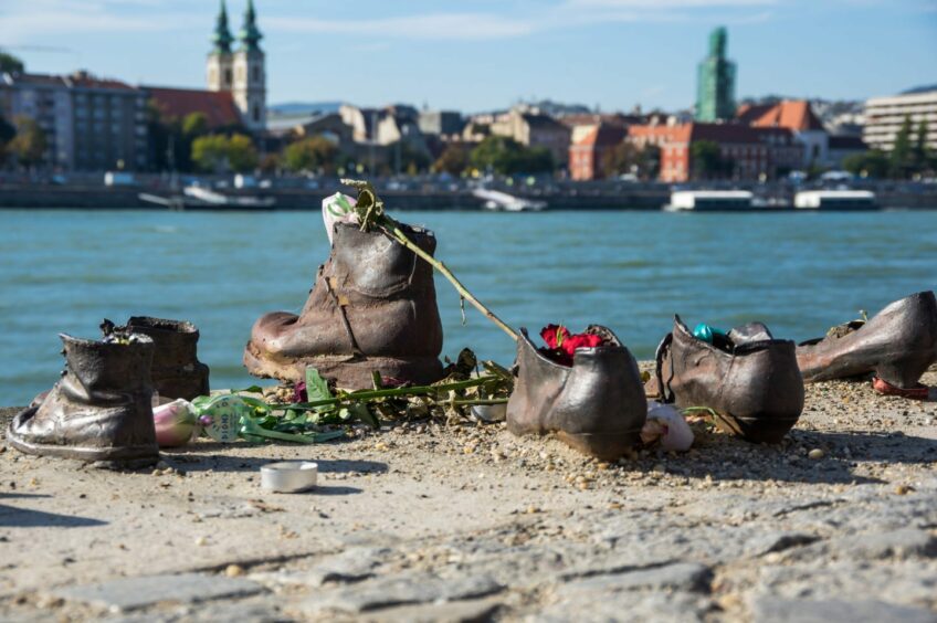 The Shoes on the Danube Bank memorial in Budapest.