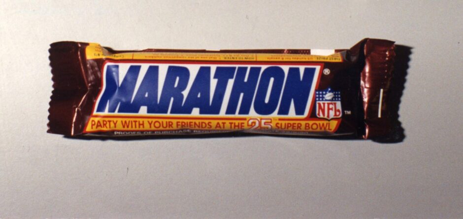Marathon bar packaging before it was changed to Snickers.
