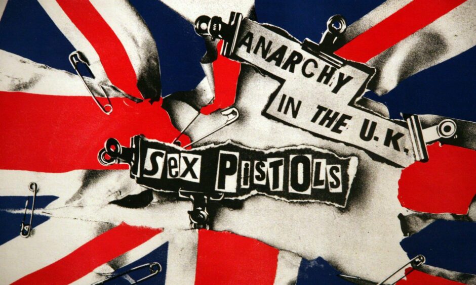 Jamie Reid's cover art for the Sex Pistols' single Anarchy In The UK.