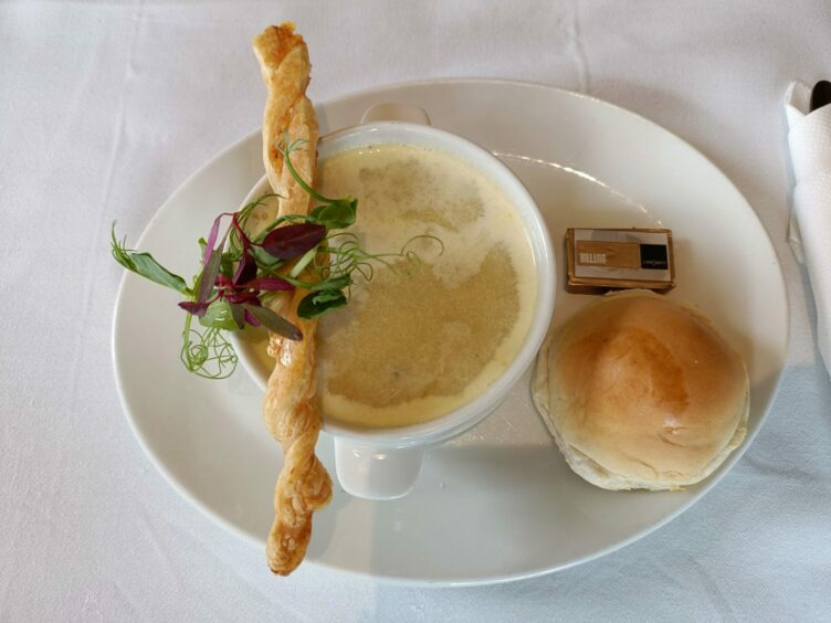 Parsnip and potato soup at The Orchard Tea Rooms at Pitmedden Gardens.