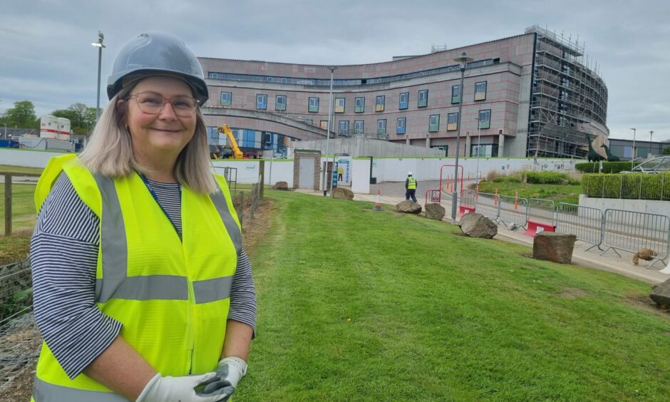 Tracey Shanks at the construction site of the Baird Family Hospital. 