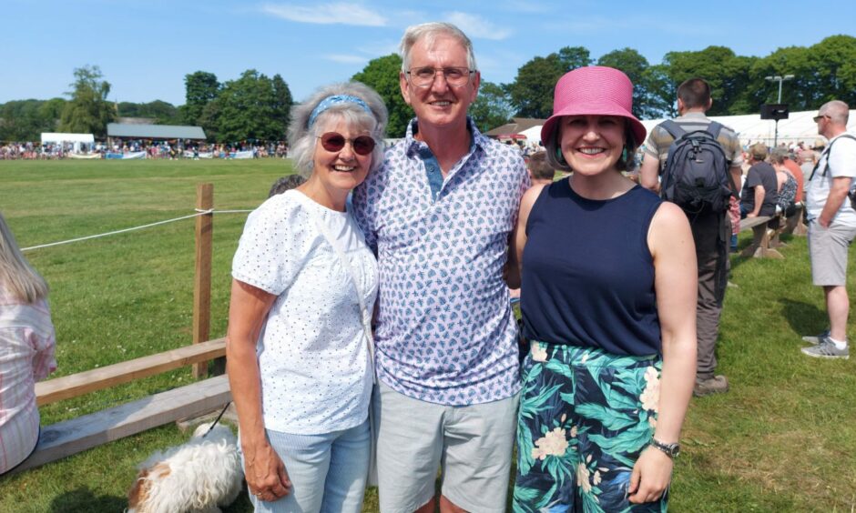 Carol, John and Laura McKenzie at the Oldmeldrum Sports and Highland Games.
