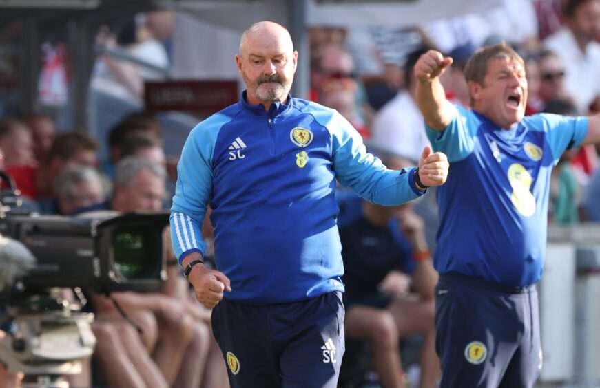 Scotland boss Steve Clarke at the side of the pitch