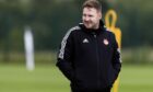 First-team coach Peter Leven during an Aberdeen training session at Cormack Park. Image: SNS.