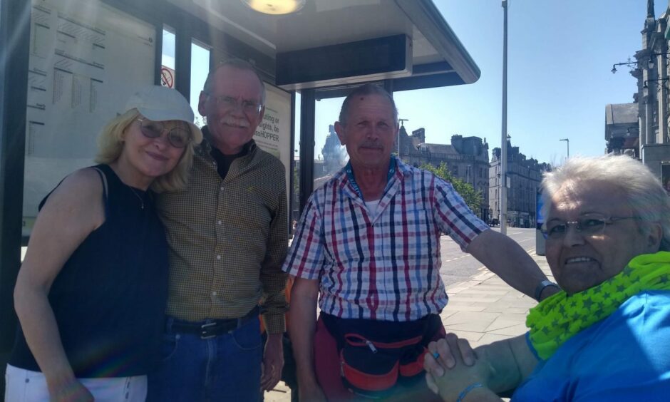 Tourists Mary Alice, Klaus, Herbert and Marika (left to right) explored Aberdeen from the 'fish village' at Footdee to Duthie Park. Image: Joshua Pizzuto-Pomaco/DC Thomson