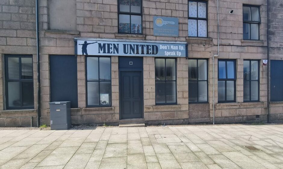Outside of Men United's new offices in Peterhead.