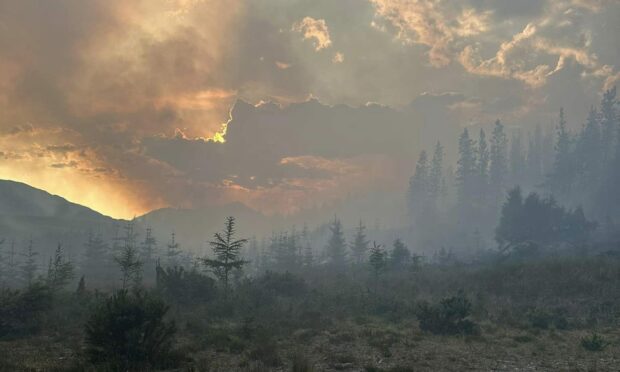 Fire crews to monitor large forest fire overnight. Image: Fort Augustus Fire Station