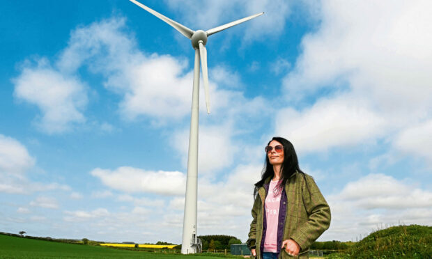 Gayle joined Pitmedden Primary School pupils for a tour of the Udny Community Wind Turbine. Picture: Kenny Elrick.