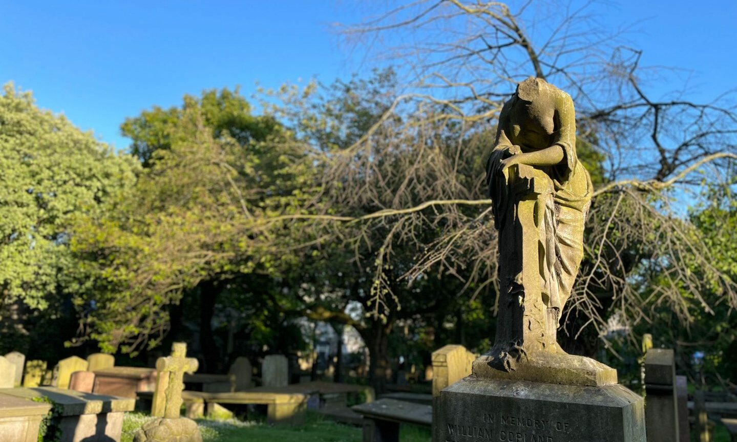 Statue inside St Nicholas graveyard in Aberdeen.