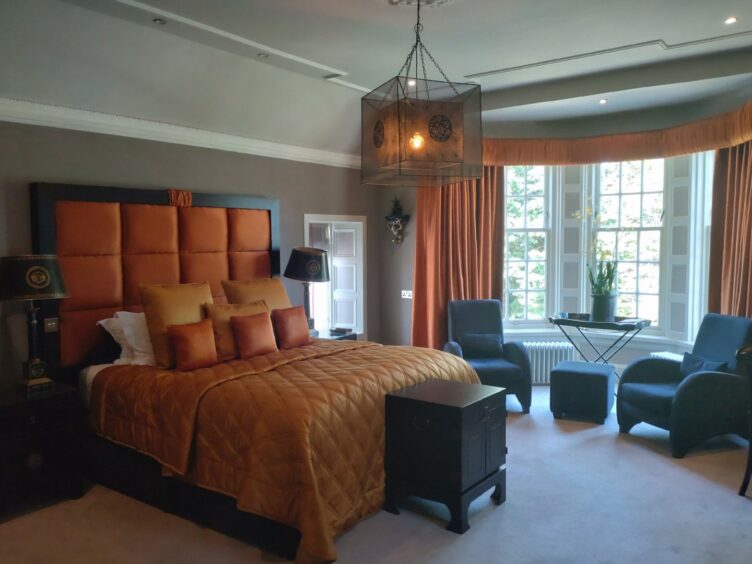 Master bedroom, Cairn Lodge, Auchterarder, June 3 2023.
