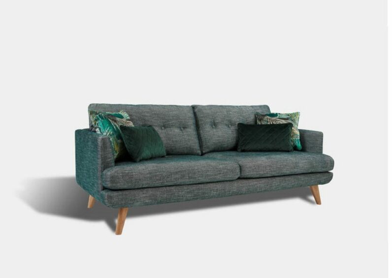 Two-seater blue-grey sofa