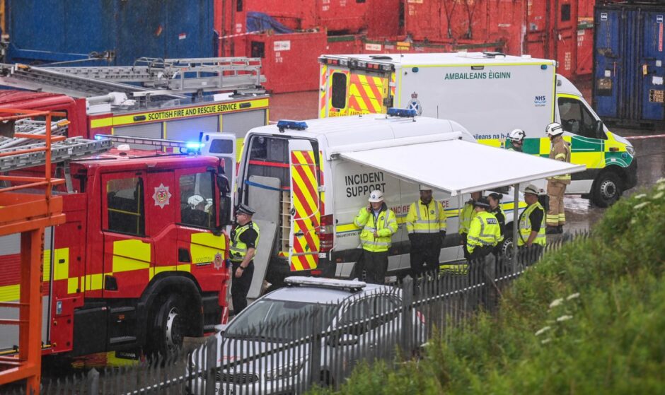 Emergency services at the site. 