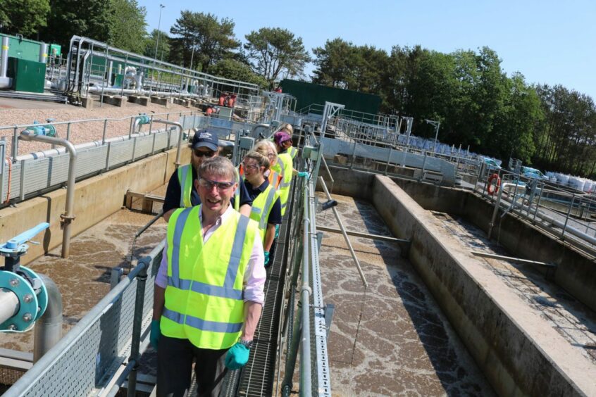 A group of councillors and environmental stakeholders visited the water treatment site in Ellon. Image: Scottish Water.