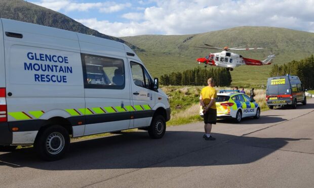 Glencoe Mountain Rescue Team called two helicopters to rescue a climber on Glen Coe. Image: Glen Coe Mountain Rescue Team / Facebook.
