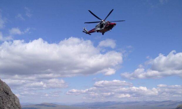 Rescue team helicopter at Glencoe