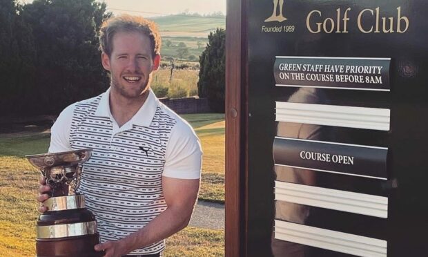Hazlehead Golf Club's Greg Ingram with the Jaffrey Cup. Image: Alan Brown.