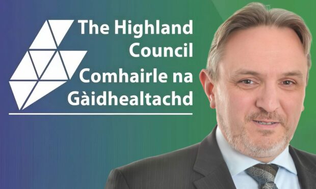 Derek Brown with the Highland Council logo in the background.