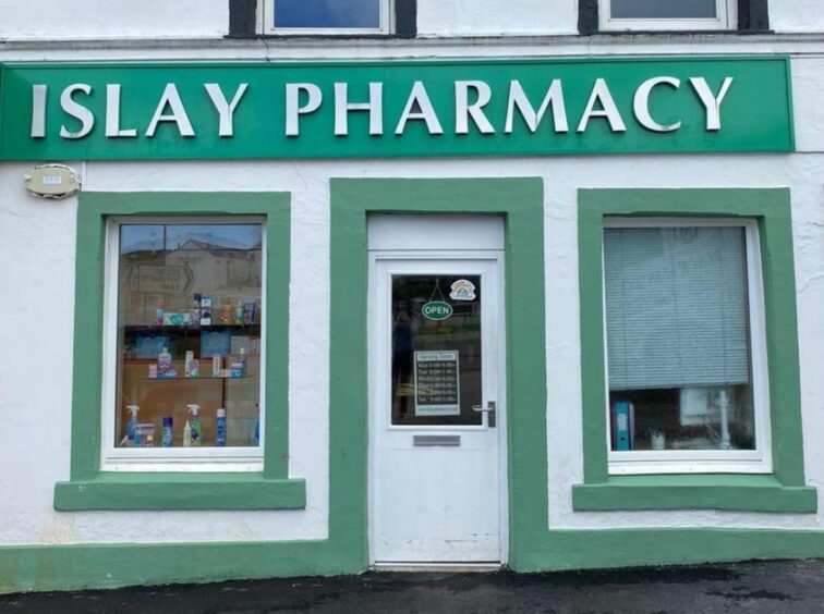 Exterior of Islay Pharmacy, which is up for sale.